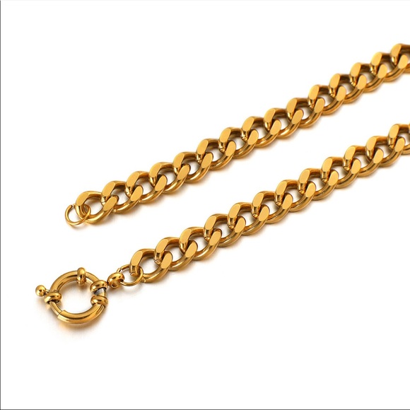 NEW 18K GOLD CHUNKY CHAIN CHOKER NECKLACE, NICE NECKLACE, CUTE NECKLACE - Picture 10 of 11